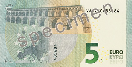Neuer 5-Euro-Schein Rückseite