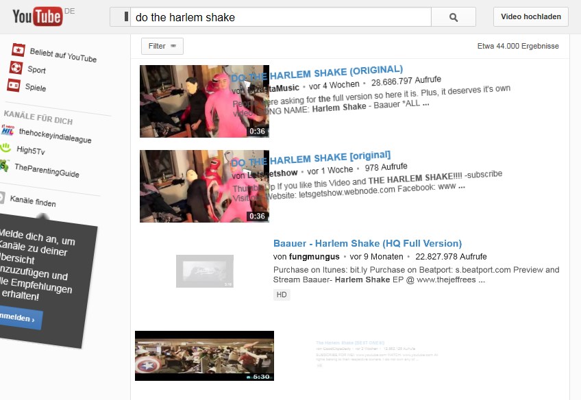 YouTube Harlem Shake