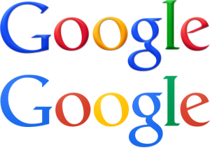 Altes (oben) und neues (unten) Google Logo