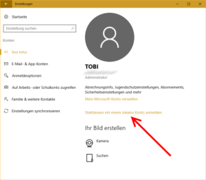 Windows 10: Microsoft-Konto in lokales Konto umwandeln – Antary