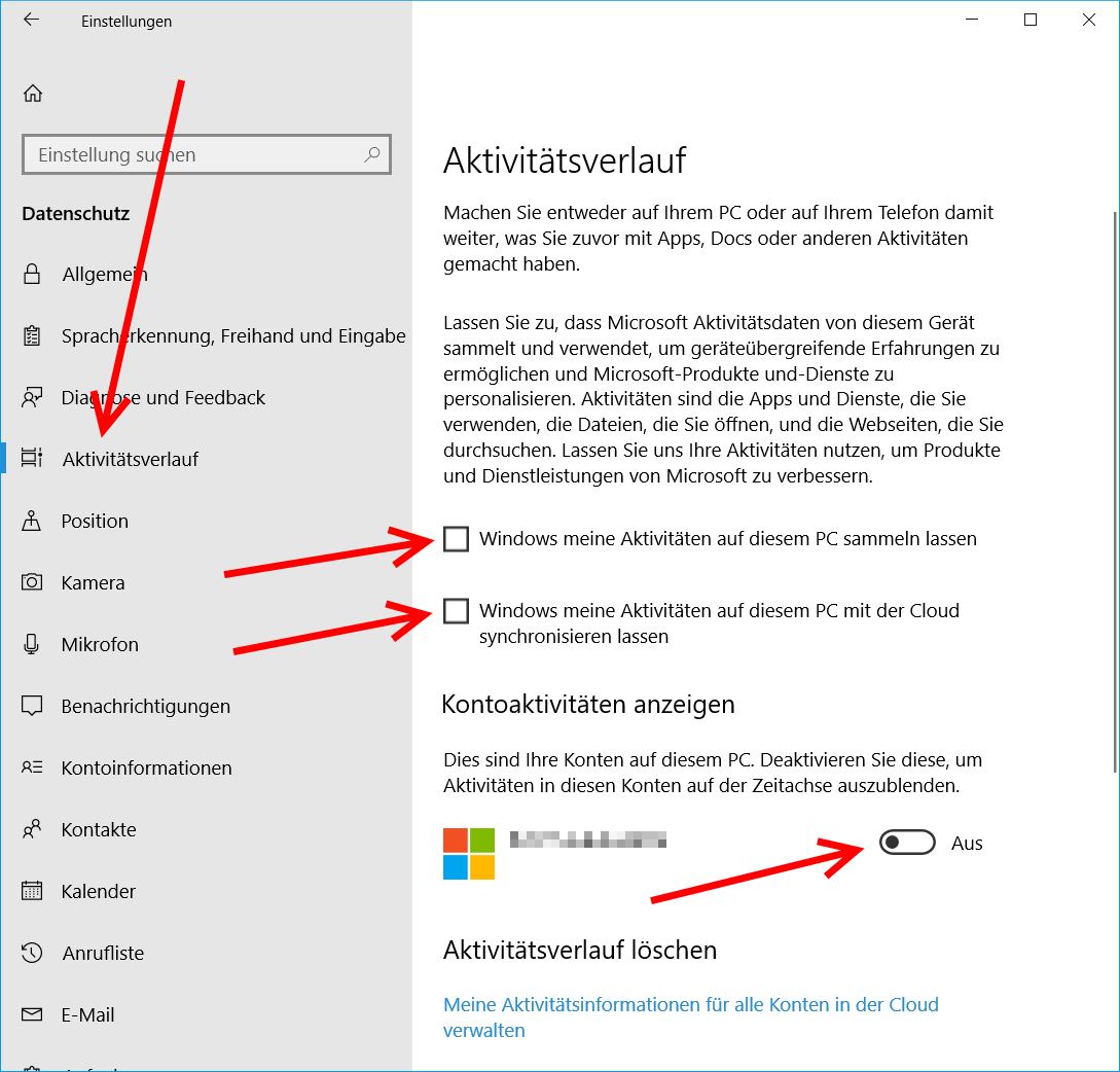 Windows 10 Aktivitätsverlauf