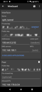 WireGuard Android App - Tunnel Einstellungen bearbeiten